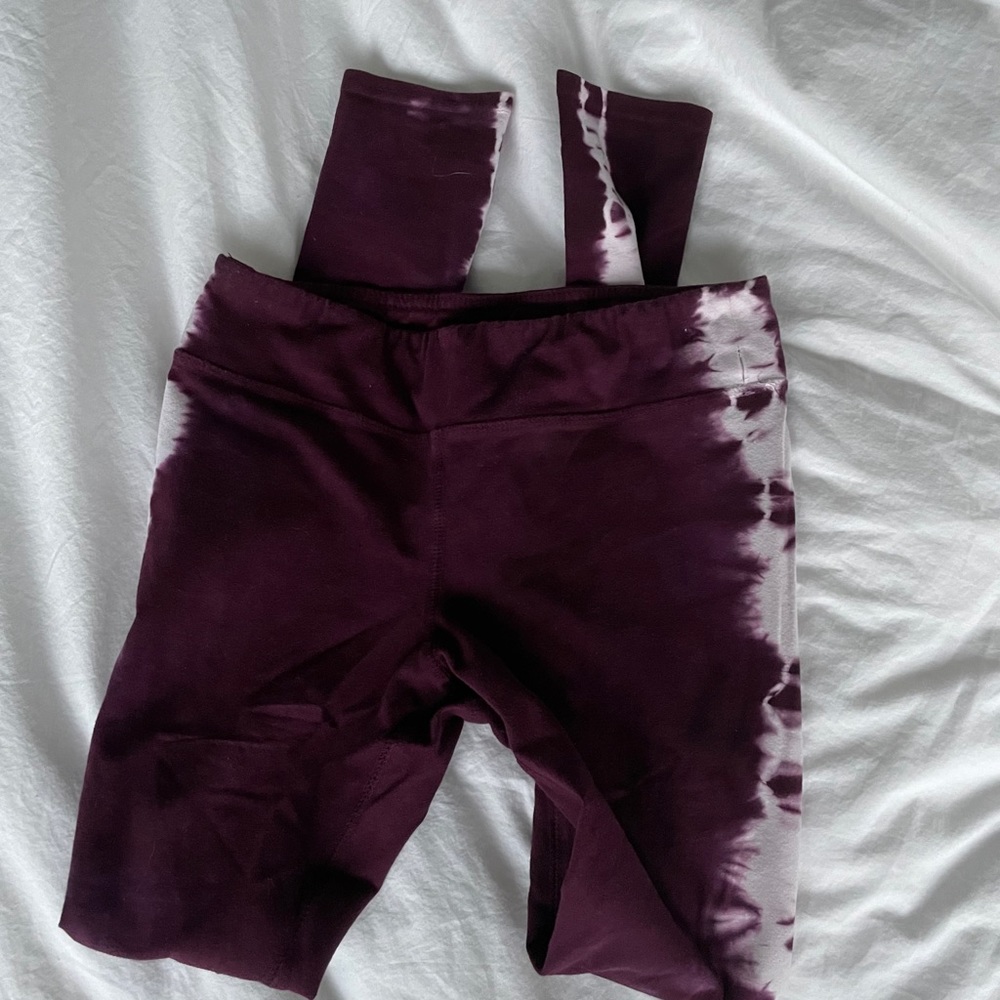 Tye dye leggings maroon and white